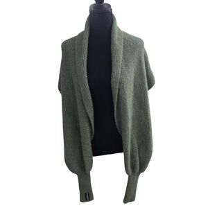 Freya Harper Aurora Green Scarf With Sleeves Knit Wrap LIKE NEW